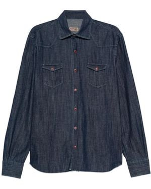 Barba Napoli Chest-Pocket Denim Shirt - Blue
