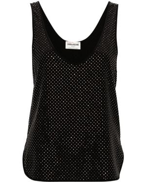 Zadig & Voltaire Carys Rhinestone-Embellished Silk Blouse - Black