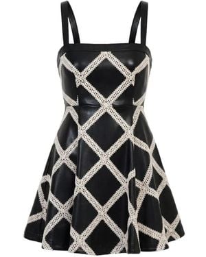 Cinq À Sept Jelena Crochet-Trimmed Faux-Leather Mini Dress - Black