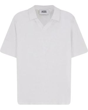 Alpha Studio T-Shirt Mit V-Ausschnitt - Weiß