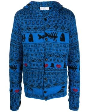 Yohji Yamamoto Cardigan Mit Fair-Isle-Strickmuster - Blau