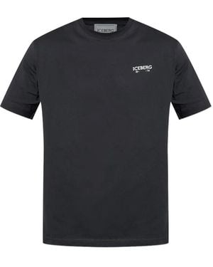 Iceberg Logo-Embroidered Cotton T-Shirt - Black