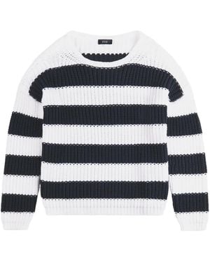Fay Horizontal-Stripe Chunky-Knit Sweater - Bleu