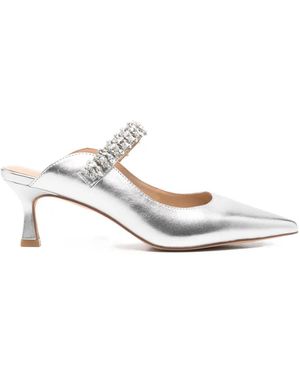 Alma En Pena. Embellished-Strap Heeled Court Shoes - White