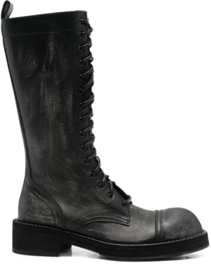 Ann Demeulemeester Lace-Up Distressed Boots - Black