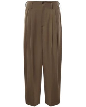 Hed Mayner Pleated Button-Fastening Trousers - Natural