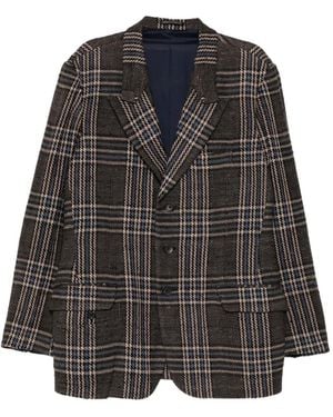 Yohji Yamamoto Blazer A Cuadros - Negro