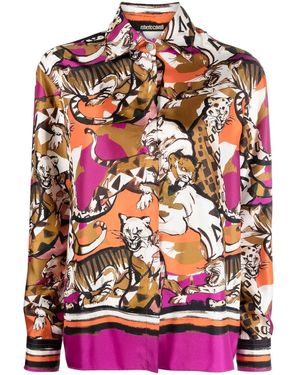 Roberto Cavalli チータープリント シャツ - レッド