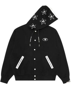 Aape By A Bathing Ape Logo-Lettering Hooded Jacket - Black