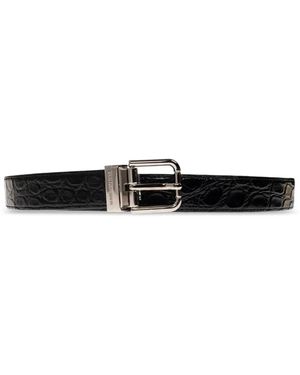 Dolce & Gabbana Dolce & Gabbana Crocodile-Effect Buckle Belt - White