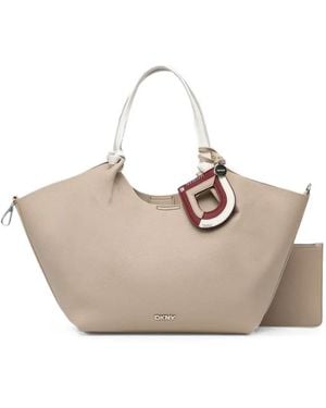 DKNY Paula Logo-Charm Tote Bag - Natural