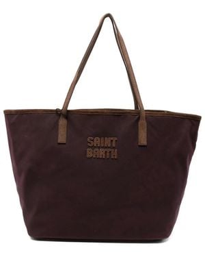 MC2 Saint Barth City Logo-Patch Tote Bag - Brown