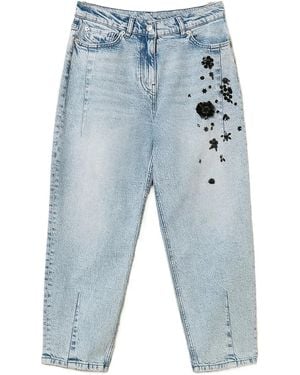 Twinset Vaqueros con aplique de lentejuelas - Azul