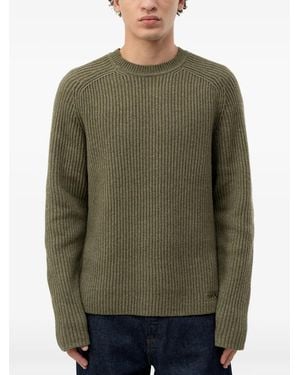 HUGO Ribbed-Knit Raglan-Sleeve Sweater - Green