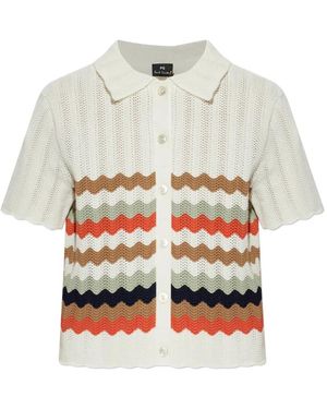 Paul Smith Zigzag-Pattern Crochet Shirt - White
