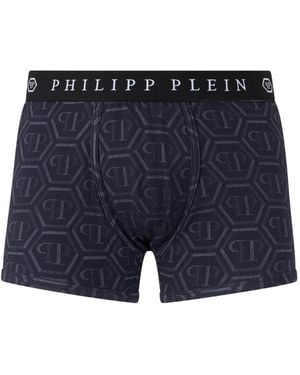 Philipp Plein Monogram-Print Boxers - Blue