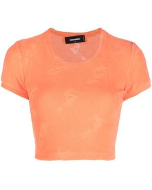DSquared² Surfer-Jacquard Cropped Top - Orange