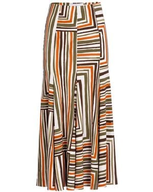 Silvia Tcherassi Josette Striped Midi Skirt - White