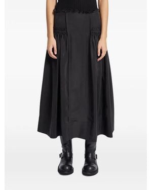 Ann Demeulemeester Ruffled Silk Midi Skirt - Black