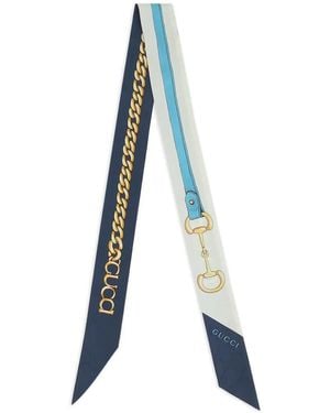Gucci Fular con motivo de cadenas - Azul