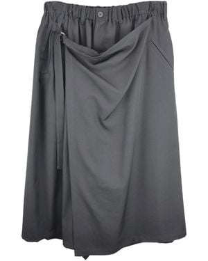 Yohji Yamamoto Jupe Portefeuille À Taille Élastiquée - Gris