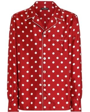 Dolce & Gabbana Polka Dot-Print Silk Twill Vanity Shirt - Red