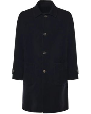 Eleventy Button-Down Patch-Pocket Coat - Blue