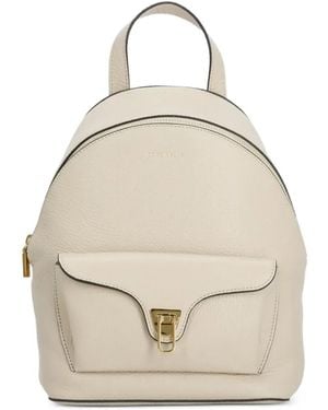 Coccinelle Beat Pebbled Leather Small Backpack - White