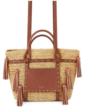 CAMILLA Tassel-Embellished Raffia Tote Bag - Brown