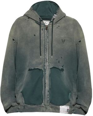 Maison Mihara Yasuhiro Faded-Effect Zip-Up Hoodie - Green
