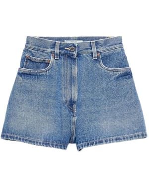 Prada High-rise Patch-pocket Denim Shorts - ブルー
