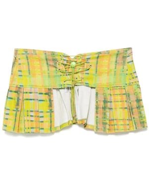 Collina Strada Geruite Ribfluwelen Bungee Riem - Geel