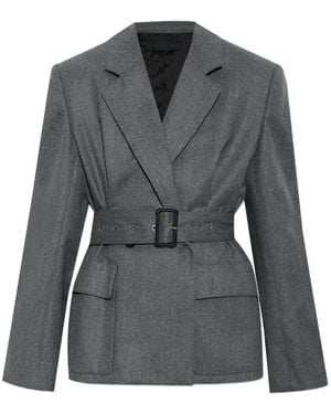 Lanvin Belted Virgin-Wool Blazer - Grey