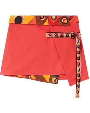 PUCCI Cotton Wrap Skirt - Red