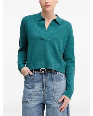 Sisley V-Neck Long-Sleeve T-Shirt - Blue