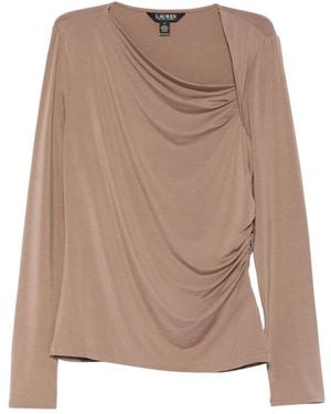 Ralph Lauren Draped-detail Long-sleeve Top - Brown