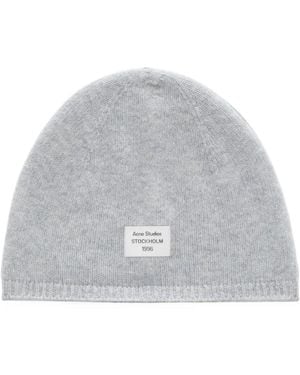 Acne Studios Gorro De Cachemira Con Logo - Gris