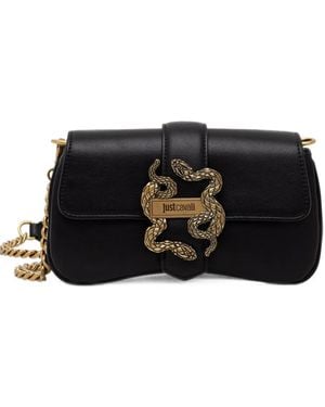 Just Cavalli Bandolera Con Placa De Serpiente - Negro