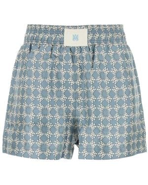 Amiri Silk Monogram Elasticated Shorts - Blue