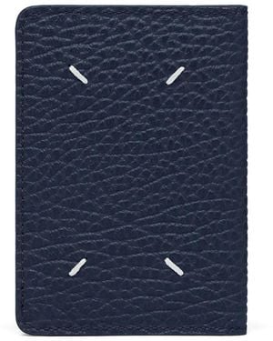Maison Margiela Four Stitches Grained Card Holder - Blue