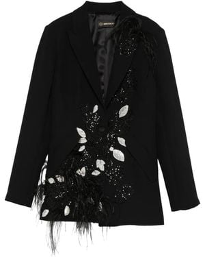 IMROSKA Feather-Detail Embellished Blazer - Black