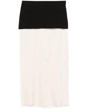 Patrizia Pepe Jupe Mi-Longue À Design Color Block - Black
