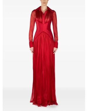 ARAFTU Pleated Maxi Dress - Red