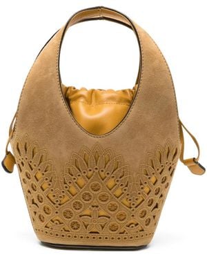 Alberta Ferretti Laser-Cut Suede Tote Bag - Brown