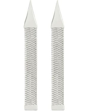 Courreges Snake-Chain Brass Drop Earrings - White