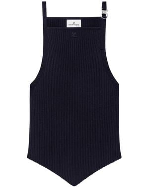 Courreges Courregès Top Pointy Buckle Rib Knit - Blue