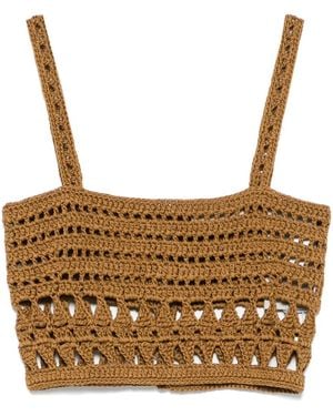Elie Saab Top de algodón - Marrón
