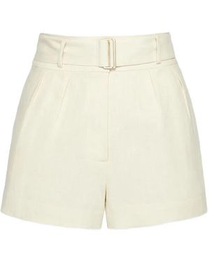 Hevron Zinna Belted Pleated Shorts - White