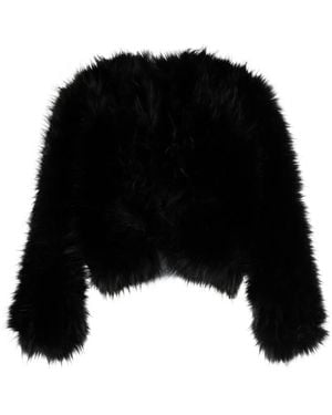 Elie Saab Faux-Fur Design Long-Sleeve Jacket - Black