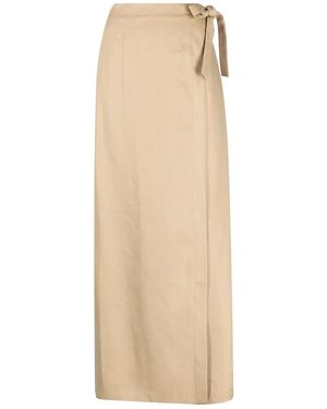 Alberta Ferretti Linen-Blend Wrap Maxi Skirt - Natural